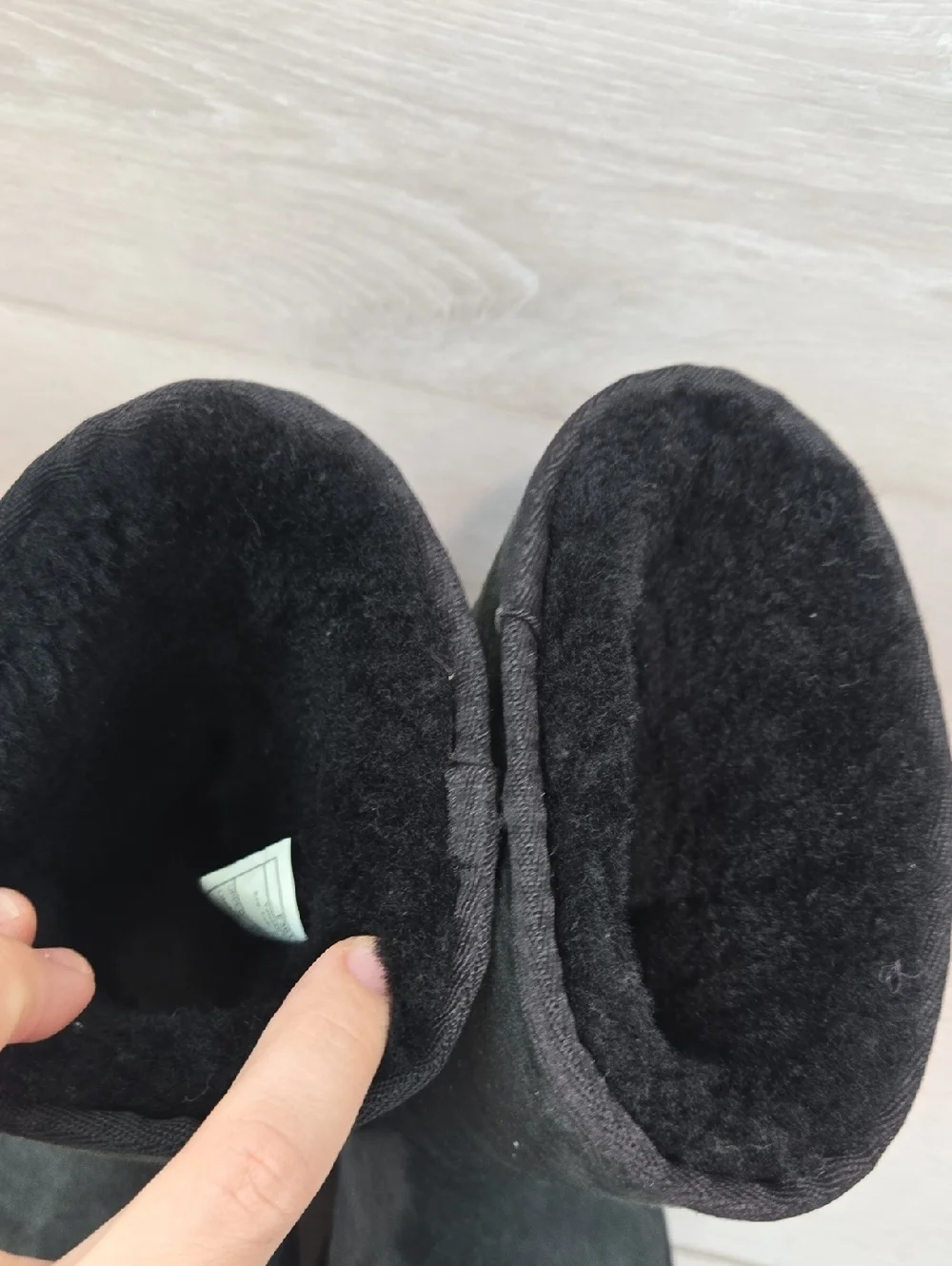 UGG Australia Women Black Suede Mid-Calf Shearling Boots Shoes Sz 6